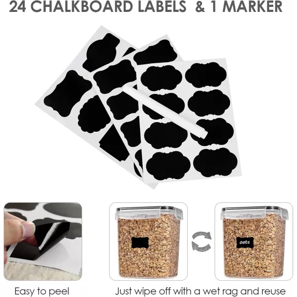 Vtopmart Airtight Food Storage Containers Set with Lids 15pcs BPA Free Plastic Dry Food Canisters for Kitchen Pantry Organization and Storage Dishwasher safeInclude 24 Labels BlueBlack