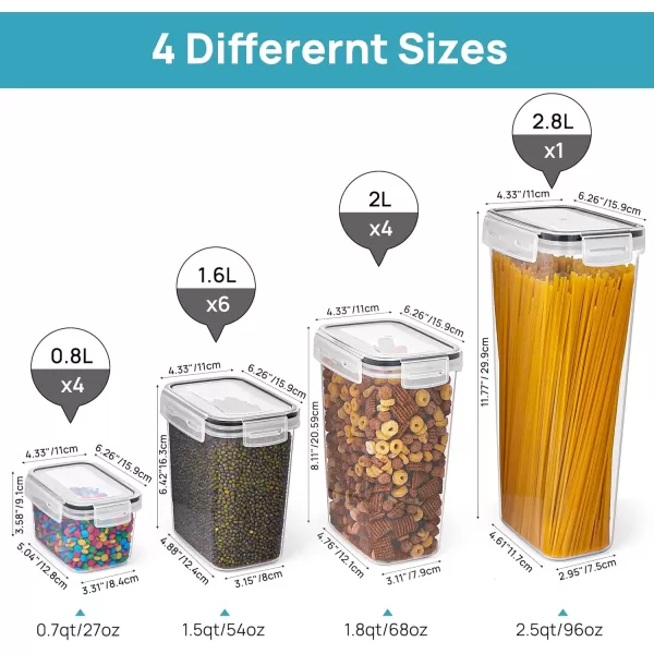 Vtopmart Airtight Food Storage Containers Set with Lids 15pcs BPA Free Plastic Dry Food Canisters for Kitchen Pantry Organization and Storage Dishwasher safeInclude 24 Labels BlueBlack