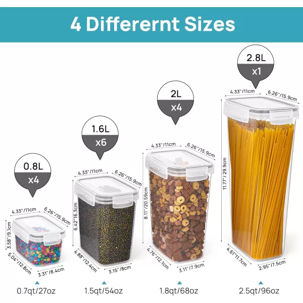 Vtopmart Airtight Food Storage Containers Set with Lids 15pcs BPA Free Plastic Dry Food Canisters for Kitchen Pantry Organization and Storage Dishwasher safeInclude 24 Labels BlueGrey