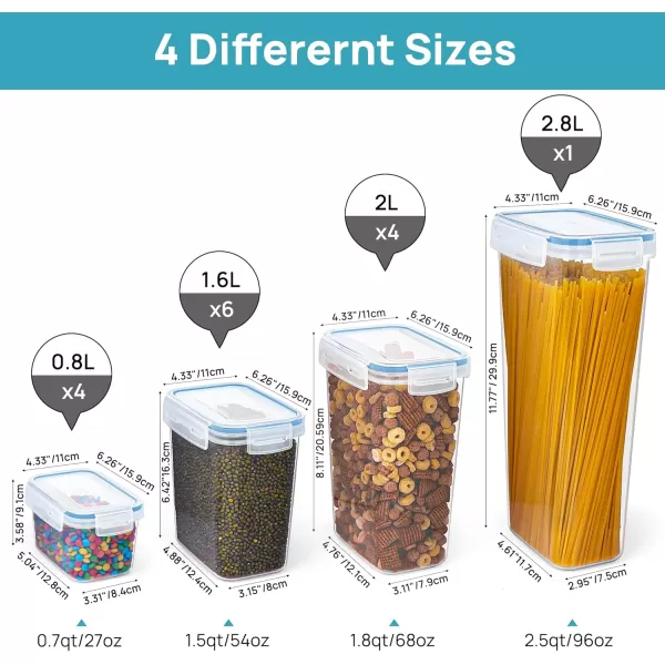 Vtopmart Airtight Food Storage Containers Set with Lids 15pcs BPA Free Plastic Dry Food Canisters for Kitchen Pantry Organization and Storage Dishwasher safeInclude 24 Labels BlueBlue