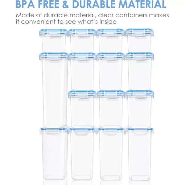 Vtopmart Airtight Food Storage Containers Set with Lids 15pcs BPA Free Plastic Dry Food Canisters for Kitchen Pantry Organization and Storage Dishwasher safeInclude 24 Labels BlueBlue