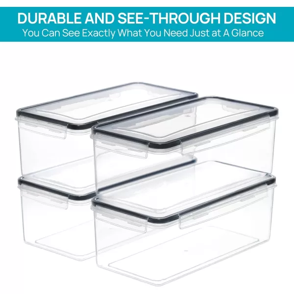Vtopmart Airtight Food Storage Containers with Lids 4PCS Set 32L Plastic Spaghetti Container for Pasta organizer BPA Free Air Tight House Kitchen Pantry Organization and Storage