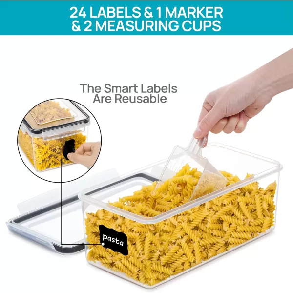 Vtopmart Airtight Food Storage Containers with Lids 4PCS Set 32L Plastic Spaghetti Container for Pasta organizer BPA Free Air Tight House Kitchen Pantry Organization and Storage