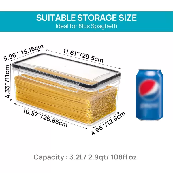 Vtopmart Airtight Food Storage Containers with Lids 4PCS Set 32L Plastic Spaghetti Container for Pasta organizer BPA Free Air Tight House Kitchen Pantry Organization and Storage