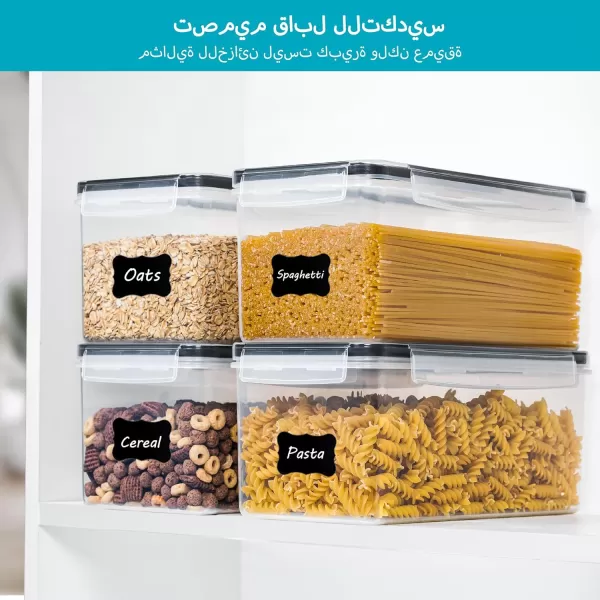 Vtopmart Airtight Food Storage Containers with Lids 4PCS Set 32L Plastic Spaghetti Container for Pasta organizer BPA Free Air Tight House Kitchen Pantry Organization and Storage