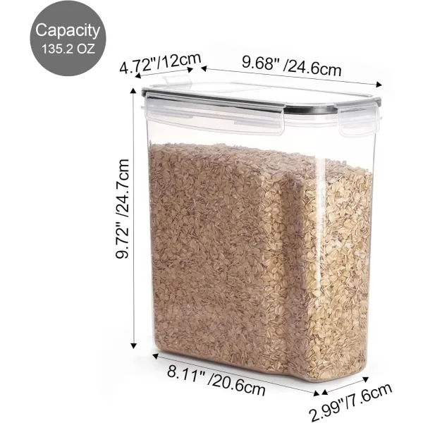 Vtopmart Cereal Storage Container Set BPA Free Plastic Airtight Food Storage Containers 1352 fl oz for Cereal Snacks and Sugar 4 Piece Set Cereal Dispensers with 24 Chalkboard Labels Black