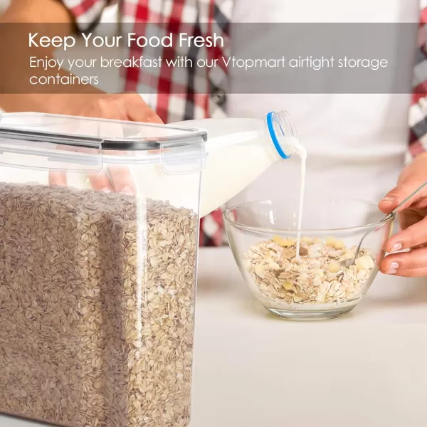 Vtopmart Cereal Storage Container Set BPA Free Plastic Airtight Food Storage Containers 1352 fl oz for Cereal Snacks and Sugar 4 Piece Set Cereal Dispensers with 24 Chalkboard Labels Black