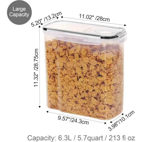 Vtopmart Food Storage Container Set Extra Large BPA Free Plastic Airtight Containers 213 fl oz for Cereal Snacks and Sugar 2 Piece Set Cereal Dispensers with 24 Labels Black