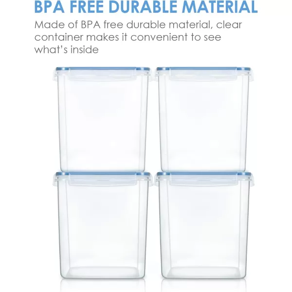 Vtopmart Large Food Storage Containers 52L  176oz 4 Pieces BPA Free Plastic Airtight Canisters for Flour Sugar Baking Supplies Rice with Lids 4 Measuring Cups and 24 Labels BlackBlue