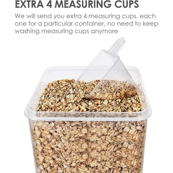 Vtopmart Large Food Storage Containers 52L  176oz 4 Pieces BPA Free Plastic Airtight Canisters for Flour Sugar Baking Supplies Rice with Lids 4 Measuring Cups and 24 Labels BlackBlack