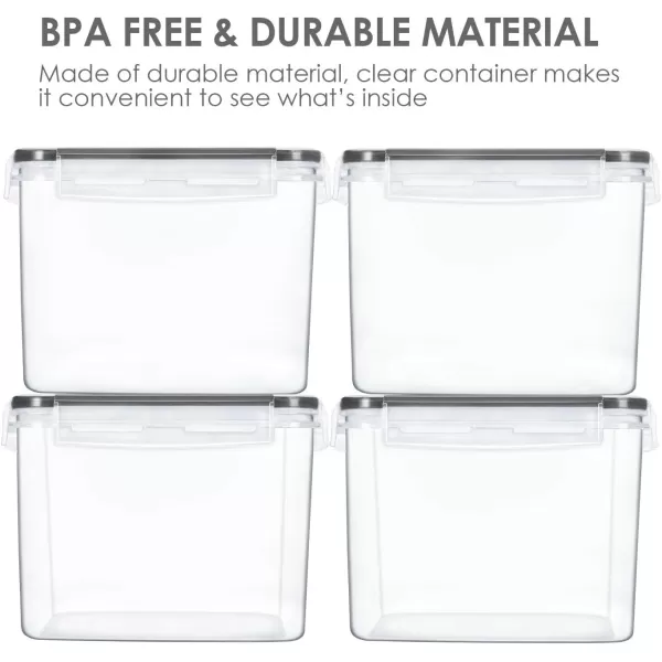 Vtopmart Large Food Storage Containers 52L  176oz 4 Pieces BPA Free Plastic Airtight Canisters for Flour Sugar Baking Supplies Rice with Lids 4 Measuring Cups and 24 Labels BlackBlack