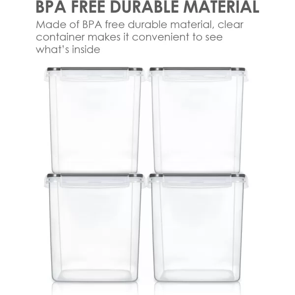 Vtopmart Large Food Storage Containers 52L  176oz 4 Pieces BPA Free Plastic Airtight Canisters for Flour Sugar Baking Supplies Rice with Lids 4 Measuring Cups and 24 Labels BlackBlack