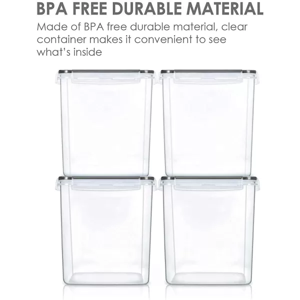 Vtopmart Large Food Storage Containers 52L  176oz 4 Pieces BPA Free Plastic Airtight Canisters for Flour Sugar Baking Supplies Rice with Lids 4 Measuring Cups and 24 Labels BlackBlack