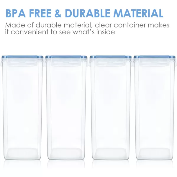 Vtopmart Large Food Storage Containers 52L  176oz 4 Pieces BPA Free Plastic Airtight Canisters for Flour Sugar Baking Supplies Rice with Lids 4 Measuring Cups and 24 Labels BlackBlue