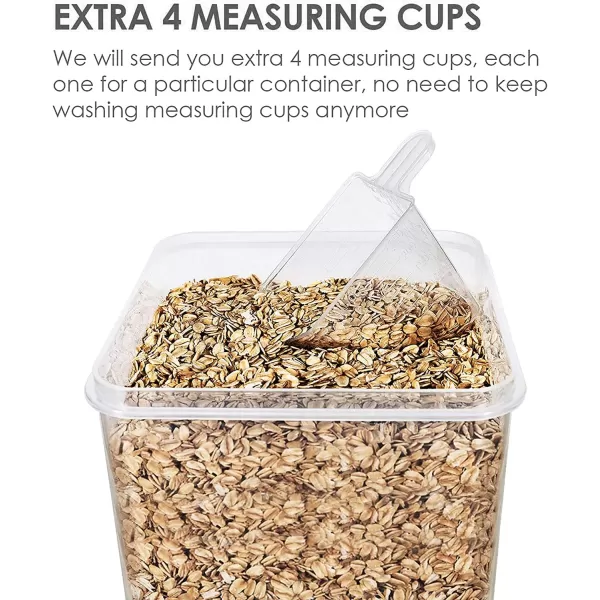 Vtopmart Large Food Storage Containers 52L  176oz 4 Pieces BPA Free Plastic Airtight Canisters for Flour Sugar Baking Supplies Rice with Lids 4 Measuring Cups and 24 Labels BlackBlack