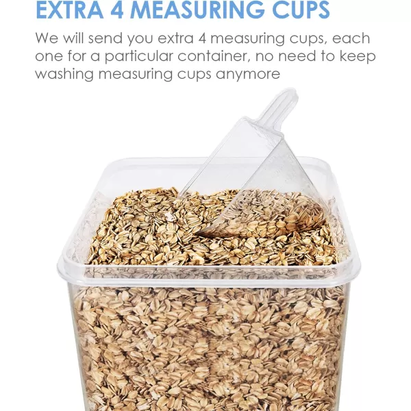Vtopmart Large Food Storage Containers 52L  176oz 4 Pieces BPA Free Plastic Airtight Canisters for Flour Sugar Baking Supplies Rice with Lids 4 Measuring Cups and 24 Labels BlackBlue