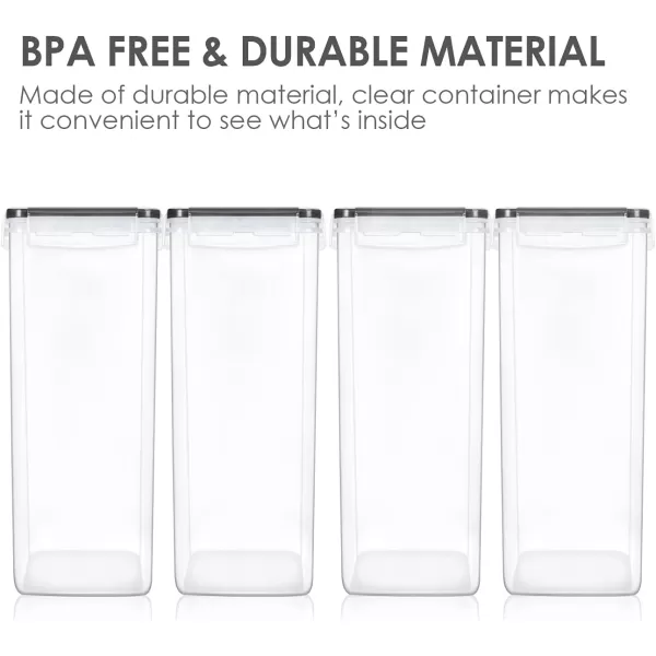 Vtopmart Large Food Storage Containers 52L  176oz 4 Pieces BPA Free Plastic Airtight Canisters for Flour Sugar Baking Supplies Rice with Lids 4 Measuring Cups and 24 Labels BlackBlack