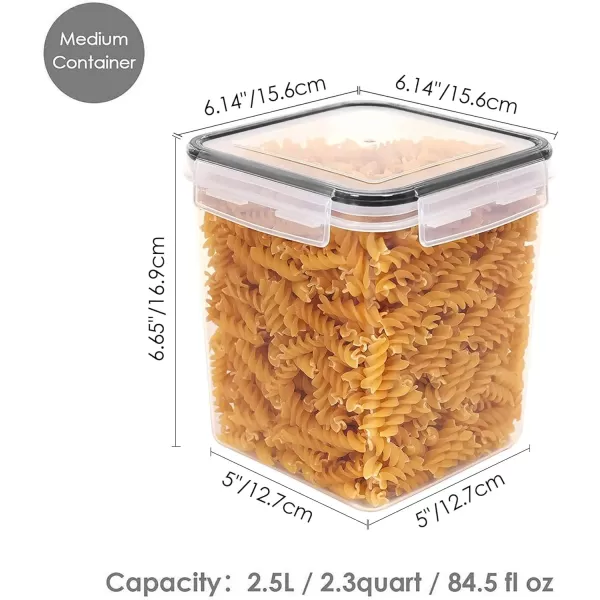 Vtopmart Large Food Storage Containers 52L  176oz 4 Pieces BPA Free Plastic Airtight Canisters for Flour Sugar Baking Supplies Rice with Lids 4 Measuring Cups and 24 Labels BlackBlack