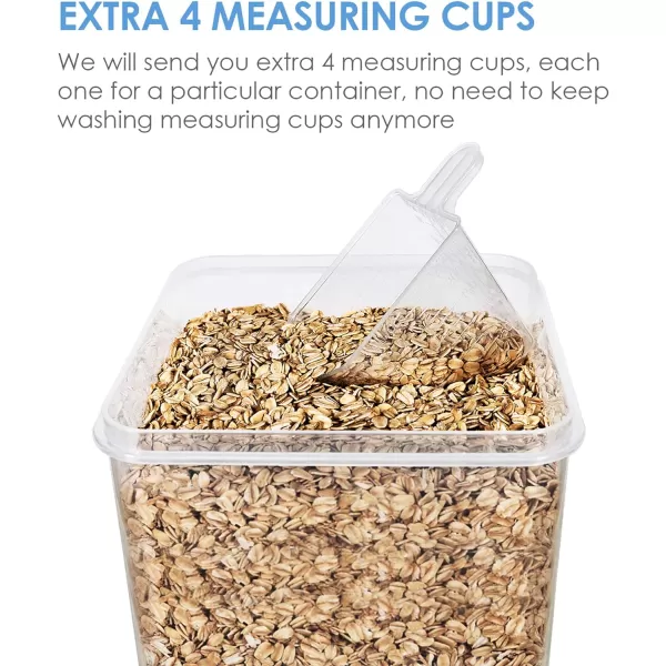 Vtopmart Large Food Storage Containers 52L  176oz 4 Pieces BPA Free Plastic Airtight Canisters for Flour Sugar Baking Supplies Rice with Lids 4 Measuring Cups and 24 Labels BlackBlue