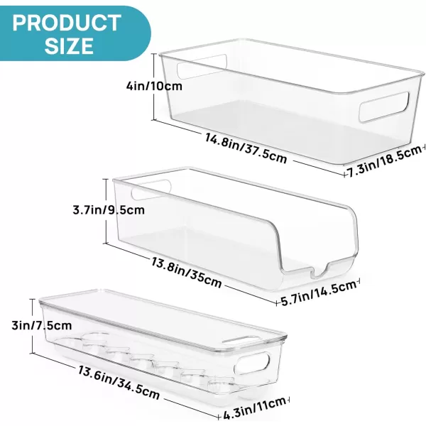 Vtopmart Set of 8 Fridge Organizer Refrigerator Organizer Bins with Handles Freezer Organizer Clear Organizing Bins BPAFree Fridge Storage Containers for Fridge Freezer Cabinet Kitchen Pantry