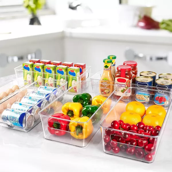 Vtopmart Set of 8 Fridge Organizer Refrigerator Organizer Bins with Handles Freezer Organizer Clear Organizing Bins BPAFree Fridge Storage Containers for Fridge Freezer Cabinet Kitchen Pantry