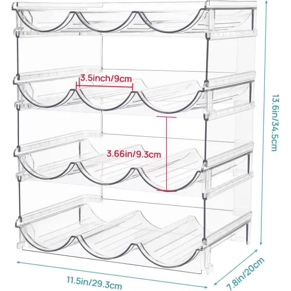 Vtopmart Stackable Water Bottle Organizer Holder 4 Pack Clear Plastic Cup Storage Rack for Pantry Kitchen Cabinet Cupboard Countertop Organization and Storage Hold 12 Bottles