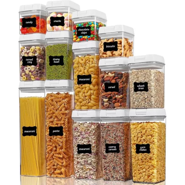 Vtopmart 14 PCS Airtight Food Storage Containers Set BPA Free Plastic Kitchen Pantry Organizer with Easy Lock Lids for Pasta Spaghetti Cereal Snack Flour Sugar Rice Organization Include 24 Labels