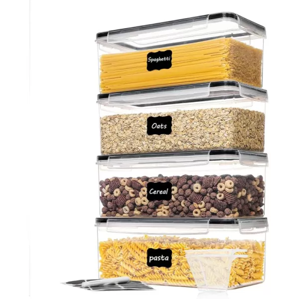 Vtopmart Airtight Food Storage Containers with Lids 4PCS Set 32L Plastic Spaghetti Container for Pasta organizer BPA Free Air Tight House Kitchen Pantry Organization and Storage