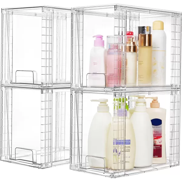 imageVtopmart 2 Pack Clear Stackable Storage Drawers97quot High Plastic Organizers Bins for Skincare Bathroom SuppliesIdeal for CabinetUndersinkVanityKitchenPantry Organization4