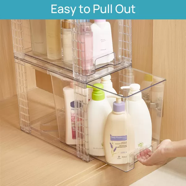 imageVtopmart 2 Pack Clear Stackable Storage Drawers97quot High Plastic Organizers Bins for Skincare Bathroom SuppliesIdeal for CabinetUndersinkVanityKitchenPantry Organization4