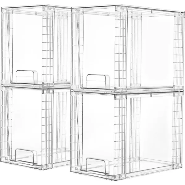 imageVtopmart 2 Pack Clear Stackable Storage Drawers97quot High Plastic Organizers Bins for Skincare Bathroom SuppliesIdeal for CabinetUndersinkVanityKitchenPantry Organization4