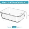 imageVtopmart 2Pack 1860ml 63oz Large Glass Storage Containers with Lids Baking Container with Snap Airtight Lids for Microwave Oven Meal Prep Food Container Set Leak Proof for Freezer Dishwasher