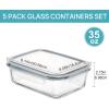 imageVtopmart 5 Pack 35oz Glass Food Storage Containers with Lids Airtight Reusable Meal Prep Lunch Container Set Safe for Oven Microwave Freezer and Dishwasher35oz