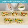 imageVtopmart 5 Pack 35oz Glass Food Storage Containers with Lids Airtight Reusable Meal Prep Lunch Container Set Safe for Oven Microwave Freezer and Dishwasher35oz