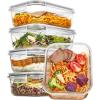imageVtopmart 5 Pack 35oz Glass Food Storage Containers with Lids Airtight Reusable Meal Prep Lunch Container Set Safe for Oven Microwave Freezer and Dishwasher35oz