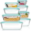imageVtopmart 8 Pack Glass Food Storage Containers with Lids PinkGreen