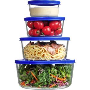imageVtopmart 4 Pack Glass Bowls with Lids 1 2 4 7 Cup Food Storage Containers Meal Prep and Leftovers Keeper Lunch Container Microwave Dishwasher ampamp Freezer Safe