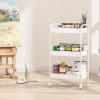 imageVtopmart 3 Tier Metal Rolling Cart with Wheels Utility Storage Cart with Handle and Lockable Casters Storage Basket Organizer Shelves Easy Assemble for Kitchen Living Room Office Nursery WhiteWhite