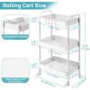 imageVtopmart 3 Tier Metal Rolling Cart with Wheels Utility Storage Cart with Handle and Lockable Casters Storage Basket Organizer Shelves Easy Assemble for Kitchen Living Room Office Nursery WhiteWhite