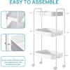 imageVtopmart 3 Tier Metal Rolling Cart with Wheels Utility Storage Cart with Handle and Lockable Casters Storage Basket Organizer Shelves Easy Assemble for Kitchen Living Room Office Nursery WhiteWhite