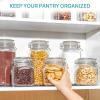 imageVtopmart 34oz Glass Food Storage Jars with Airtight Clamp Lids 3 Pack Kitchen Canisters for Flour Cereal Coffee Pasta and Canning Square Mason Jar with 8 Chalkboard Labels3pack78ozSquare
