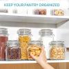 imageVtopmart 34oz Glass Food Storage Jars with Airtight Clamp Lids 3 Pack Kitchen Canisters for Flour Cereal Coffee Pasta and Canning Square Mason Jar with 8 Chalkboard Labels3pack34ozRound