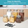 imageVtopmart 34oz Glass Food Storage Jars with Airtight Clamp Lids 3 Pack Kitchen Canisters for Flour Cereal Coffee Pasta and Canning Square Mason Jar with 8 Chalkboard Labels3pack34ozRound