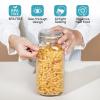 imageVtopmart 34oz Glass Food Storage Jars with Airtight Clamp Lids 3 Pack Kitchen Canisters for Flour Cereal Coffee Pasta and Canning Square Mason Jar with 8 Chalkboard Labels3pack78ozSquare