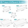 imageVtopmart 88PCS Clear Plastic Drawer Organizers Set 5Size Versatile Bathroom Drawer Organizer Trays Storage Bins for Makeup Vanity Kitchen Gadgets Utensils and Office88 PCS