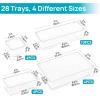 imageVtopmart 88PCS Clear Plastic Drawer Organizers Set 5Size Versatile Bathroom Drawer Organizer Trays Storage Bins for Makeup Vanity Kitchen Gadgets Utensils and Office28 PCS