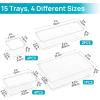 imageVtopmart 88PCS Clear Plastic Drawer Organizers Set 5Size Versatile Bathroom Drawer Organizer Trays Storage Bins for Makeup Vanity Kitchen Gadgets Utensils and Office15 PCS