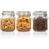 imageVtopmart 34oz Glass Food Storage Jars with Airtight Clamp Lids 3 Pack Kitchen Canisters for Flour Cereal Coffee Pasta and Canning Square Mason Jar with 8 Chalkboard Labels3pack34ozRound