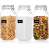 imageVtopmart 34oz Glass Food Storage Jars with Airtight Clamp Lids 3 Pack Kitchen Canisters for Flour Cereal Coffee Pasta and Canning Square Mason Jar with 8 Chalkboard Labels3pack78ozSquare