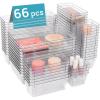 imageVtopmart 88PCS Clear Plastic Drawer Organizers Set 5Size Versatile Bathroom Drawer Organizer Trays Storage Bins for Makeup Vanity Kitchen Gadgets Utensils and Office66 PCS